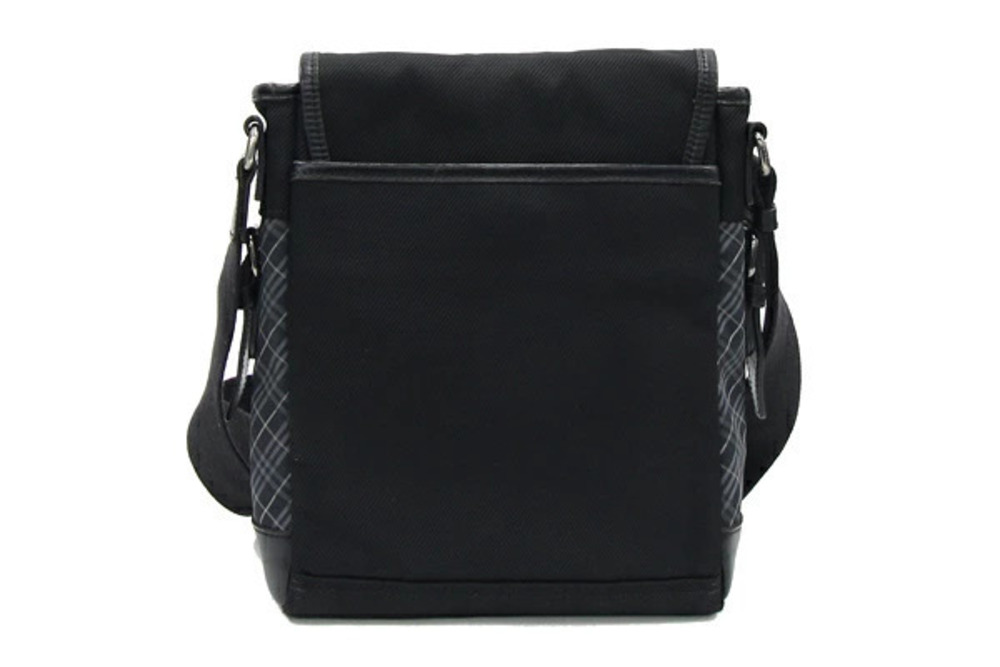 Burberry Crossbody Check Black Shoulder Canvas Bag Leather Black